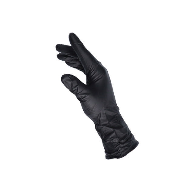GLB 07 - Long cuff nitrile disposable gloves black - S 60p.
